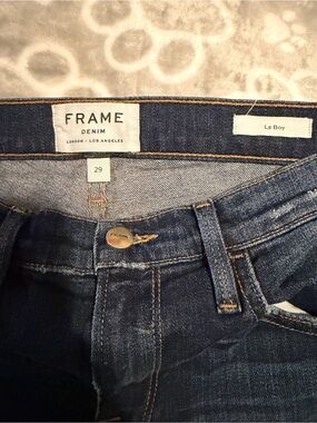 Frame Denim Le Boy Jeans in Dark Indigo Blue
